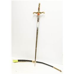 LEATHER SHEATHED VINTAGE SWORD "ROBERT" INSCRIBED