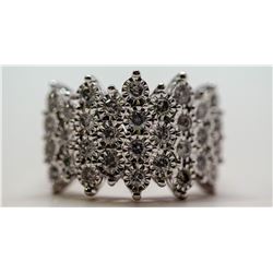 20) 10KT WHITE GOLD DIAMOND RING, SIZE 7