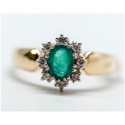 23) 14KT YELLOW & WHITE GOLD EMERALD & DIAMOND