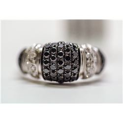19) 14KT WHITE GOLD FANCY BLACK DIAMOND RING