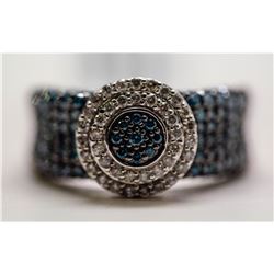 18) 10KT FANCY COLOR BLUE DIAMOND RING, SIZE 7.5
