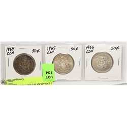 3 CANADIAN 50 CENT 1964, 1965, 1966