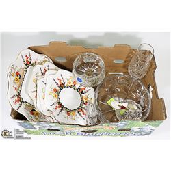 BOX OF ASSORTED CRYSTAL AND ENGLISH COLLECTOR