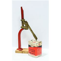 VINTAGE BOTTLE CAPPING PRESS, PLUS BOX OF BOTTLE