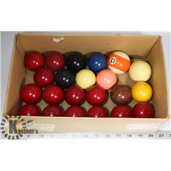 22 VINTAGE BILLIARD BALLS