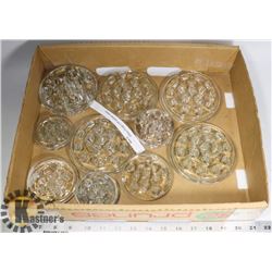 GLASS FLOWER FROGS (10 VARIOUS SIZES)