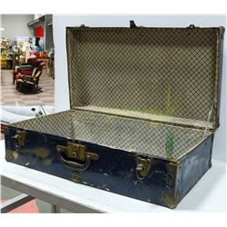 VINTAGE ATLAS STEEL AND BRASS TRUNK -