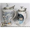 Image 1 : BOX WITH TWO LARGE COLLECTIBLE STEINS -
