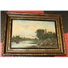 Image 1 : VINTAGE FRAMED POND SCENE PICTURE (NEEDS REPAIR)