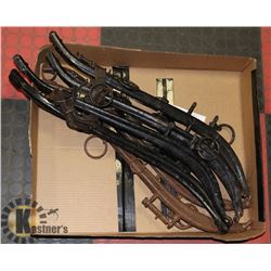 3 SETS OF VINTAGE HORSE HARNES - HAMES