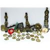 Image 1 : BOX OF ASSORTED COLLECTIBLE BRASS ITEMS.