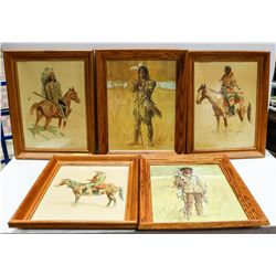 LOT OF 5 FRAMED NATIVE PRINTS.