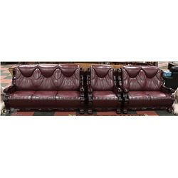 HIGH QUALITY SOLID ROSEWOOD & LEATHER SOFA, LOVE
