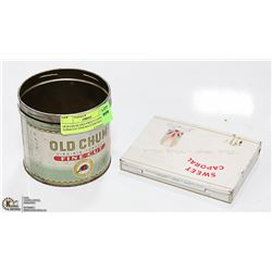 OLD CHUM AND SWEET CAPORAL TOBACCO TINS/MATCHBOXES