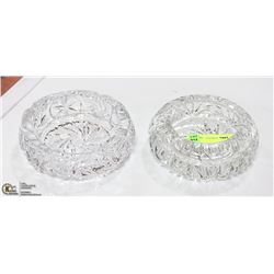 LOT OF 2 ESTATE CRYSTAL GLASS ASHTRAYS