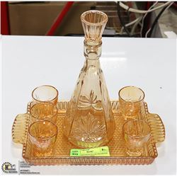 7PC DEPRESSION GLASS DECANTER SET WITH MATCHING