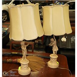 PAIR OF METAL CHILDREN LAMPS