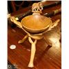 Image 1 : WOOD CARVED BOWL AND STAND, ELEPHANT ACCENTS.