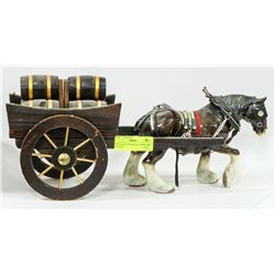 VINTAGE CLYDESDALE HORSE AND WAGON.
