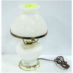 VINTAGE HOBNAIL MILK GLASS TABLE LAMP