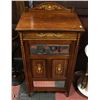 Image 1 : ANTIQUE WOOD INLAID CABINET WITH MIRRORS