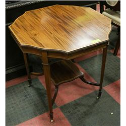 OCTAGON 2-TIER INLAID BORDER PARLOR TABLE