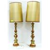Image 1 : PAIR OF VINTAGE GOLD AND ORANGE TONED LAMPS. 42".
