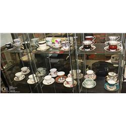 6 SHELVES OF FINE BONE CHINA SINGLE TEA CUP &