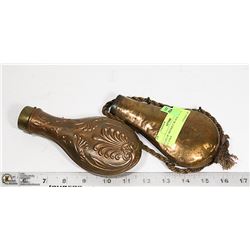 PAIR OF ANTIQUE BLACK POWDER FLASKS