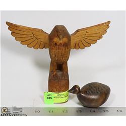 2 SIGNED WOOD CARVINGS