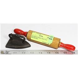 SALESMAN SAMPLE IRON AND ROLLING PIN