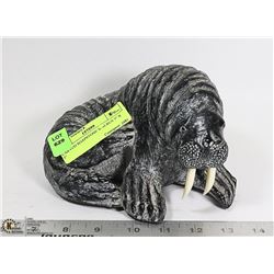 CARVED SOAPSTONE WALRUS 7" X 5"