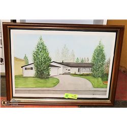 WOOD FRAMED HOUSE PICTURE BY FRANK CLARK