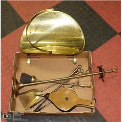 VINTAGE BRASS FIREPLACE SET