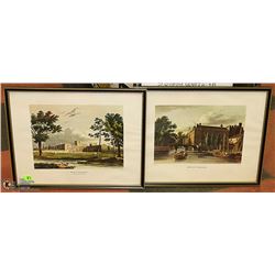 LOT OF 2 VINTAGE BUILDING FRAMED PICTURES BY