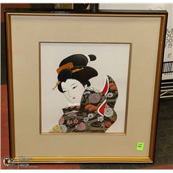 GOLD TONE FRAMED CHINESE PICTURE