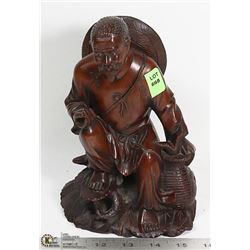 WOOD CARVED ASIAN MAN