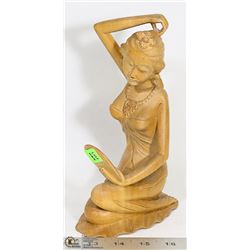 WOOD CARVED LADY ORNAMENT