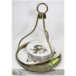 BRASS PLATTER WITH GERMAN COLLECTOR PLATES