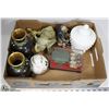 Image 1 : BOX OF ASSORTED ORNAMENTS INCL MILK GLASS,