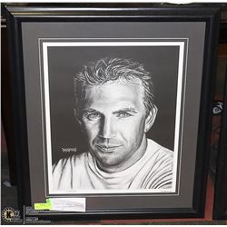 FRAMED 1992 KEVIN COSTNER CHARCOAL