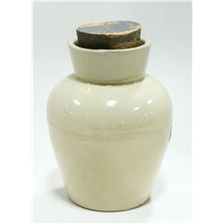 WEYMANS SNUFF JAR, VINTAGE STONEWARE CROCK WITH