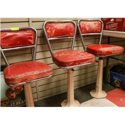 LOT OF 3 CAFE EARLY 1900'S DINER STOOLS WITH CAST