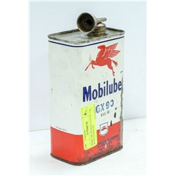 MOBILUBE PEGASUS OLD OIL CAN WITH LID AND TIP