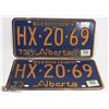 Image 1 : PAIR 1974 ALBERTA PLATES HX-20-69