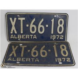PAIR 1972 ALBERTA PLATES XT-66-18