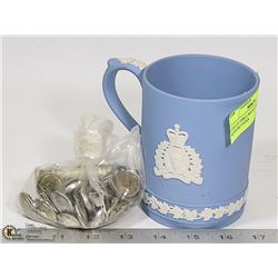 COLLECTIBLE WEDGEWOOD CUP WITH BUTTONS.