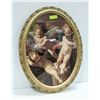 Image 1 : OVAL CHERUB WOOD FRAMED PICTURE