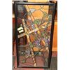 Image 1 : LEADED STAINED GLASS WINDOW 42" X20"