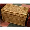 Image 1 : VINTAGE WICKER TRUNK WITH 2 HANDLES, HANDMADE
